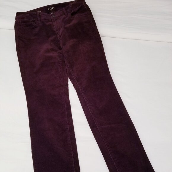Ann Taylor Loft Corduroy Burgundy Jeans Curvy Skinny Ladies Size 28/6 - Picture 4 of 7